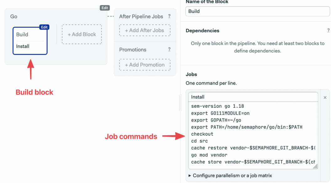Build code before building a Dockerize Go pipeline