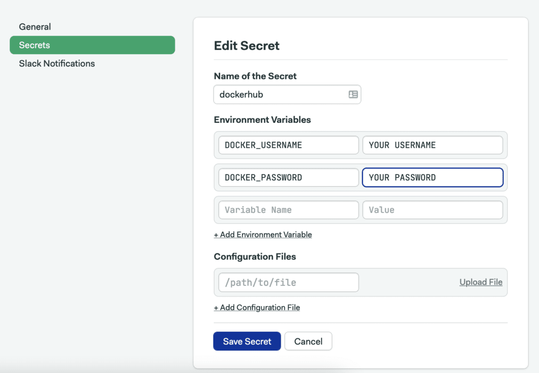 Docker Hub secret to Dockerize Go