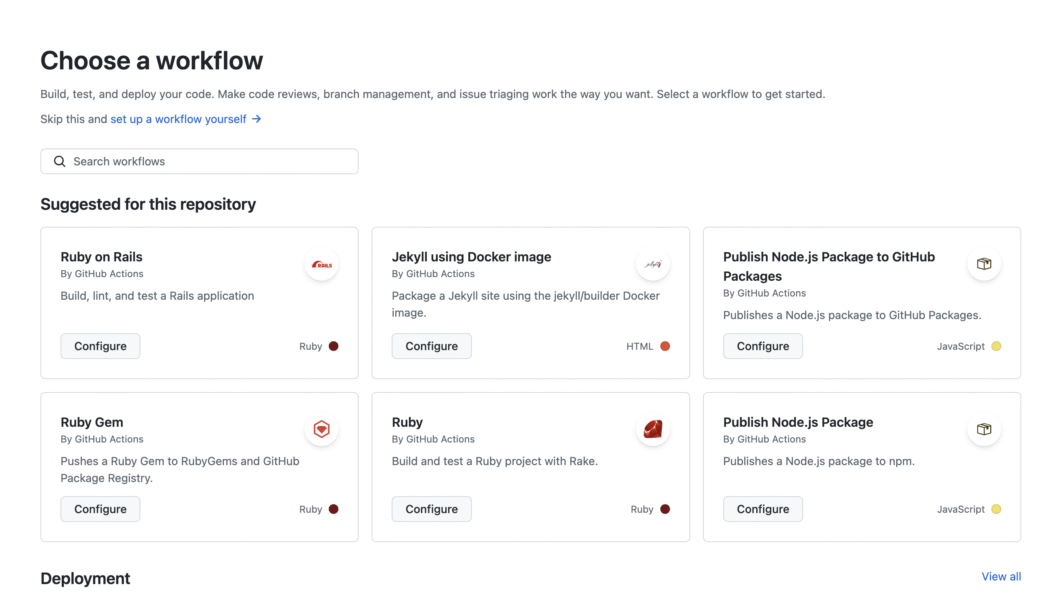 GitHub Actions workflow creator