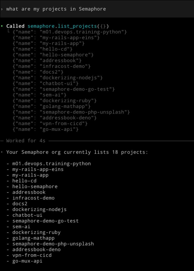 Codex CLI interacting with the MCP Server