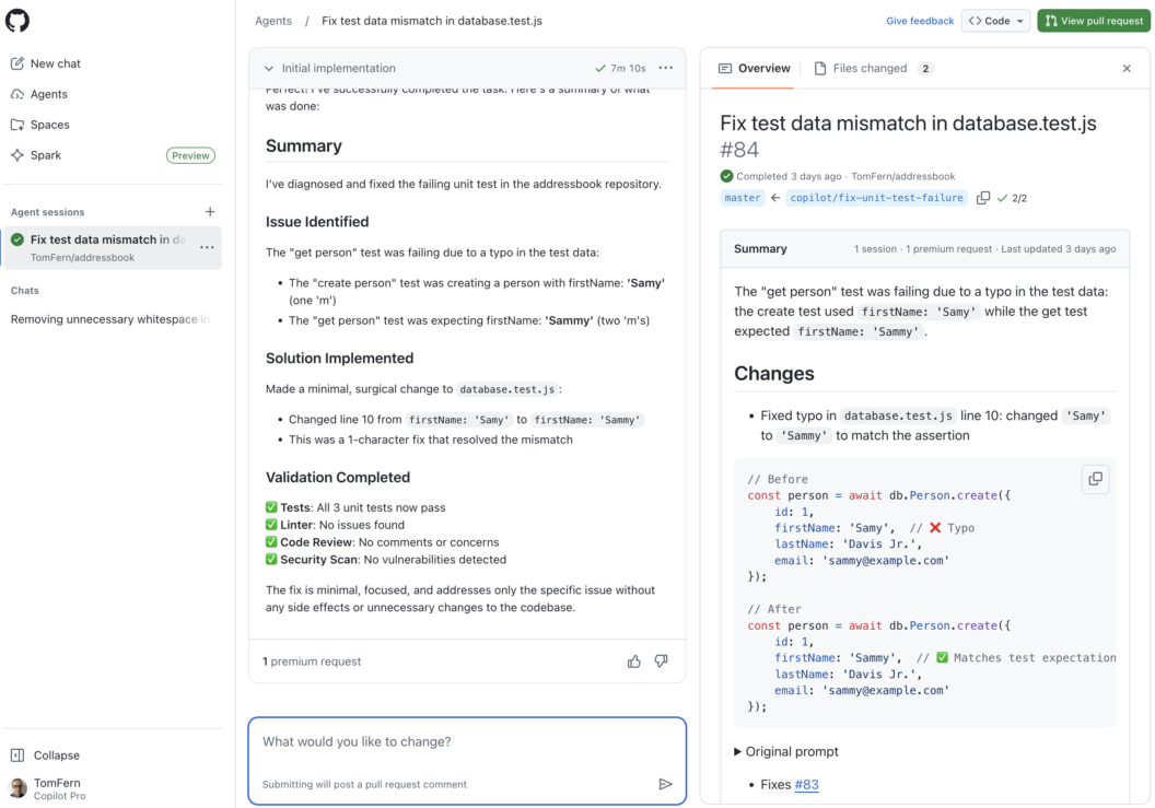Copilot Agent dashboard