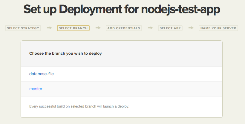 Node.js Choose branch