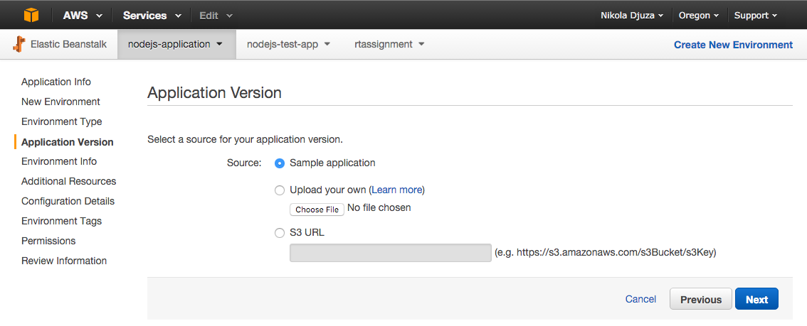 Node.js Application version